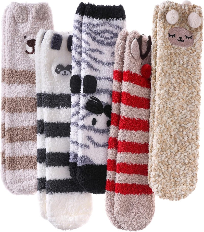 LINEMIN Womens Fuzzy Socks Cozy Fluffy Winter Warm Slipper Socks Microfiber Soft Home Sleeping Socks - Image 1
